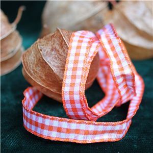 Halloween Ribbon - 10mm Orange Gingham